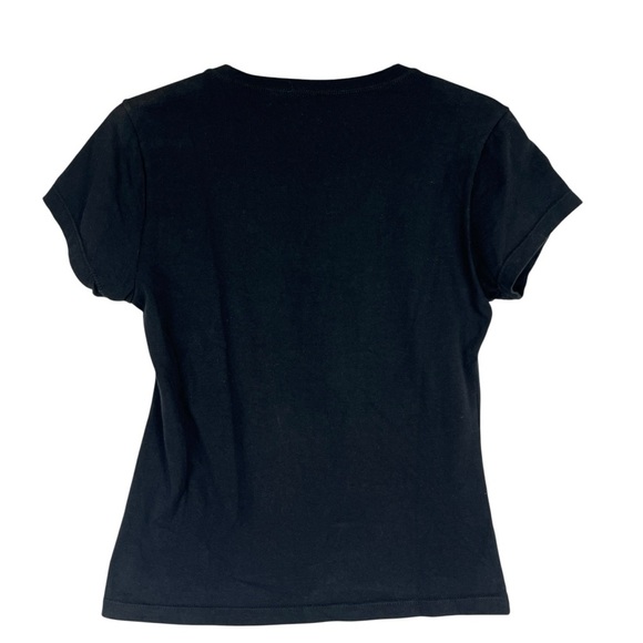 GUESS Womens 1981 Gold Applique Sequins Embroidery 80s 90s Biker Black Tshirt S - Picture 2 of 3